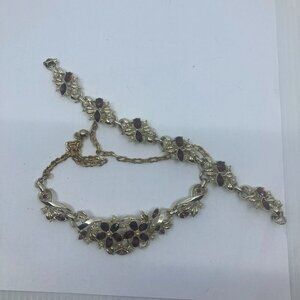 Vtg CORO ? purple crystal rhinestone  bracelet necklace set